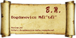 Bogdanovics Máté névjegykártya