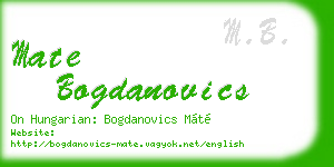 mate bogdanovics business card